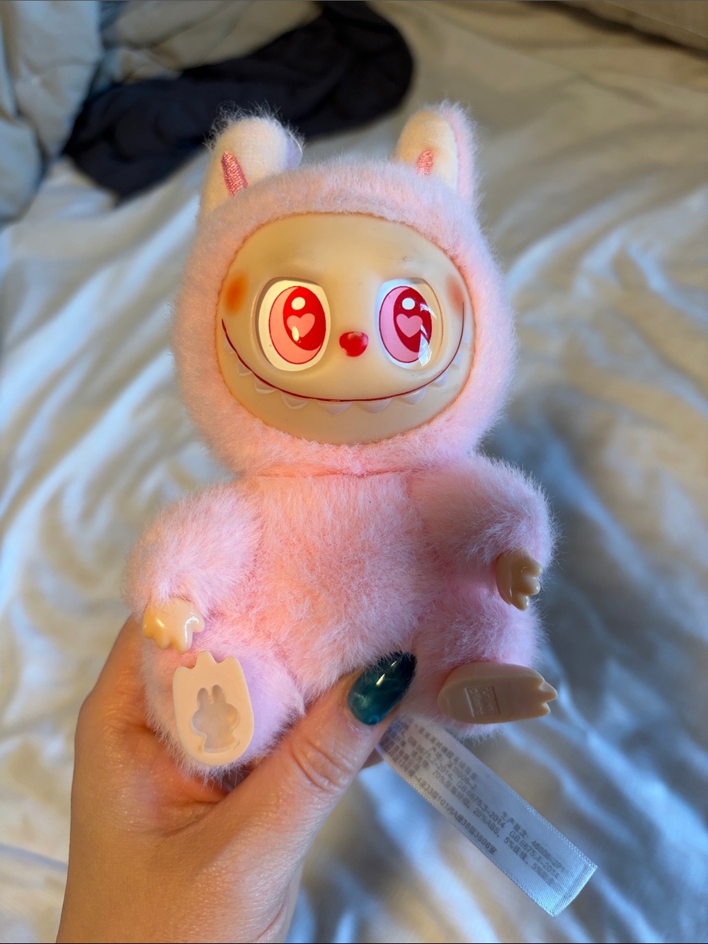 Plush Pink Cute Labubu Plush Doll with Heart Eyes